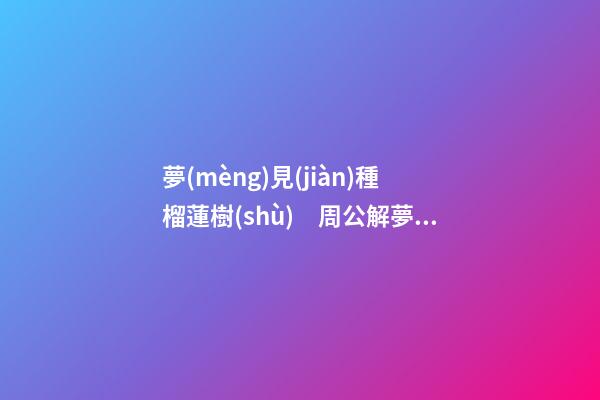 夢(mèng)見(jiàn)種榴蓮樹(shù)　周公解夢(mèng)之夢(mèng)到種榴蓮樹(shù)